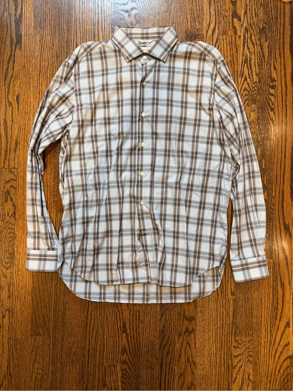 Culturata Plaid Shirt Men’s XL Tailored Fit Made in Italy 17.5/44